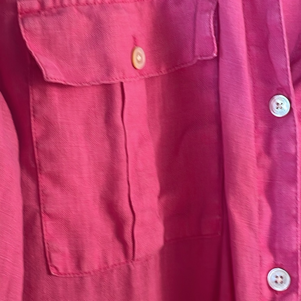 Tommy Bahama Women's Pink Two Palms Linen Easy Shirt Pink XL - Picture 2 of 10